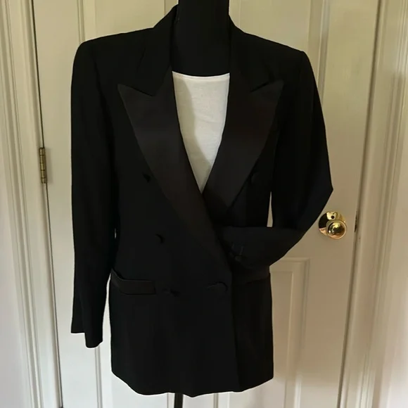 Liz Claiborne Collection vintage Tuxedo Jacket Blazer 100% Wool Size 6 - Picture 1 of 16